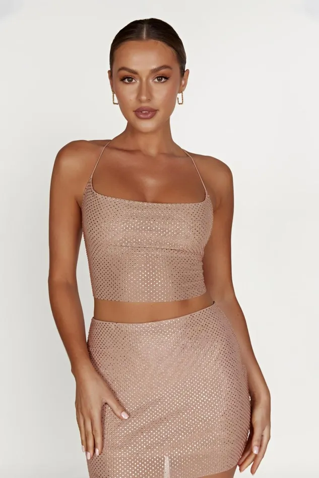 Meshki Crop Tops Tamra Strappy Diamante Top 8211 Nude Nude 8211 Women
