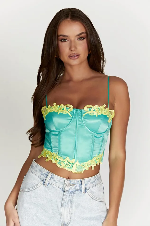 Meshki Crop Tops Tatiana Corset Top With Lace 8211 Mint Mint 8211 Women Meshki Crop Tops Tatiana Corset Top With Lace 8211 Mint Mint 8211 Women