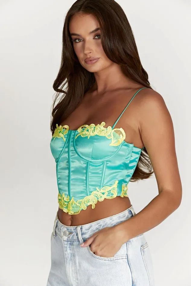 Meshki Crop Tops Tatiana Corset Top With Lace 8211 Mint Mint 8211 Women Meshki Crop Tops Tatiana Corset Top With Lace 8211 Mint Mint 8211 Women