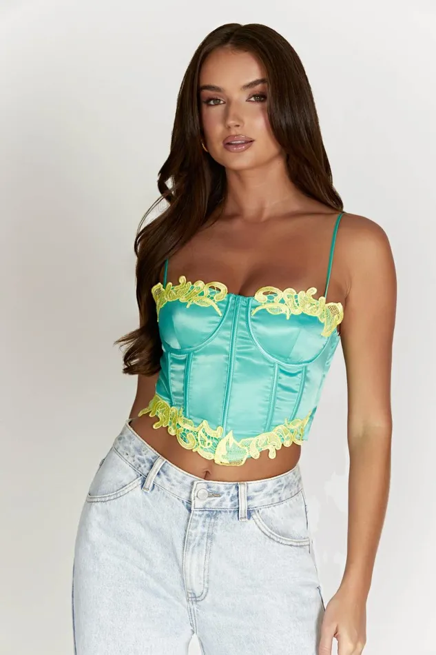Meshki Crop Tops Tatiana Corset Top With Lace 8211 Mint Mint 8211 Women Meshki Crop Tops Tatiana Corset Top With Lace 8211 Mint Mint 8211 Women