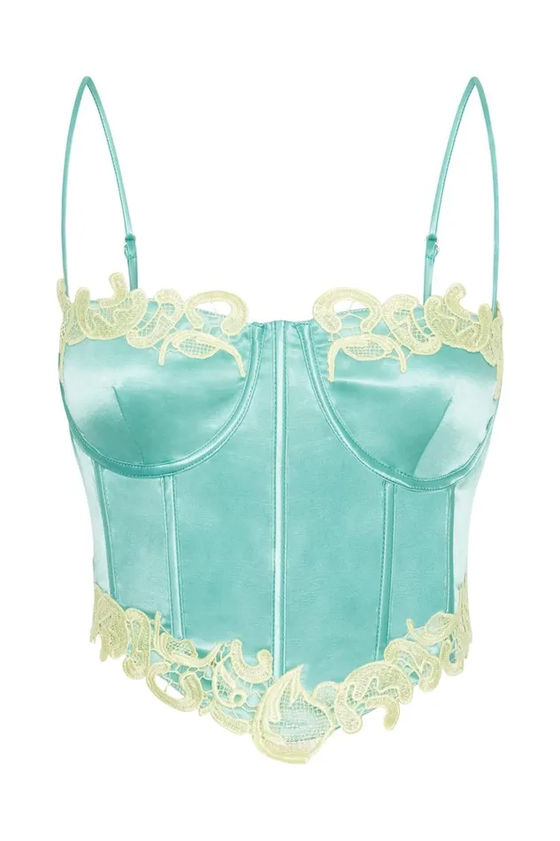 Meshki Crop Tops Tatiana Corset Top With Lace 8211 Mint Mint 8211 Women Meshki Crop Tops Tatiana Corset Top With Lace 8211 Mint Mint 8211 Women