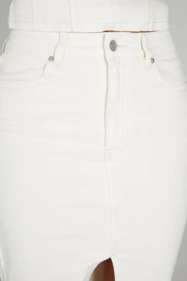 Meshki Denim Acacia Denim Midi Skirt 8211 Ecru Ecru 8211 Women
