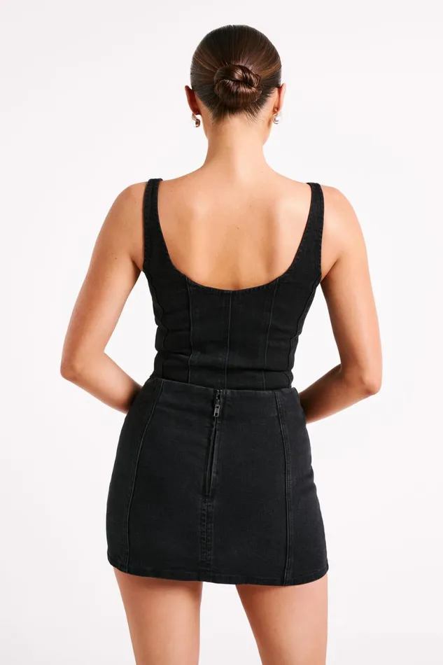 Meshki Denim Hollis Denim Mini Skirt 8211 Washed Black Washedblack 8211 Women