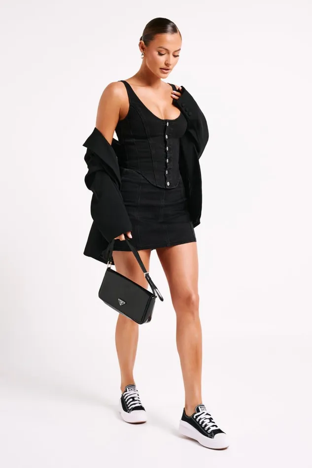 Meshki Denim Hollis Denim Mini Skirt 8211 Washed Black Washedblack 8211 Women