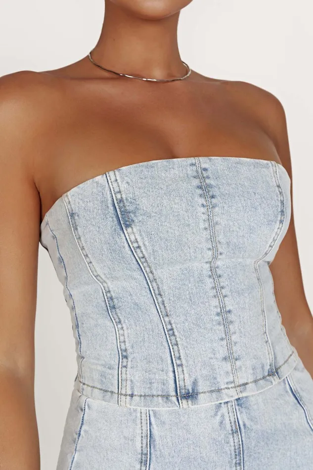 Meshki Denim Jordana Denim Tube Top 8211 Light Blue Lightblue 8211 Women