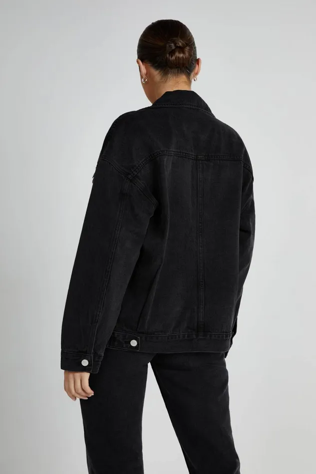 Meshki Denim Sion Oversized Denim Jacket 8211 Washed Black Washedblack 8211 Women