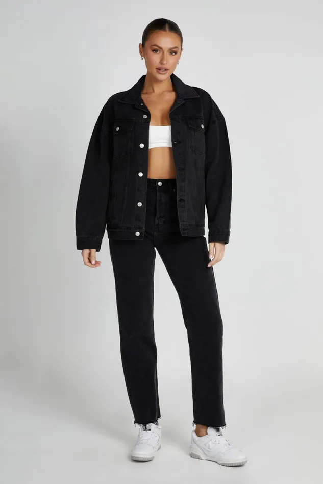 Meshki Denim Sion Oversized Denim Jacket 8211 Washed Black Washedblack 8211 Women