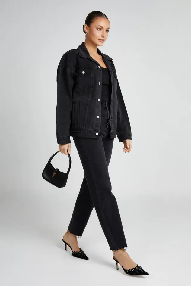 Meshki Denim Sion Oversized Denim Jacket 8211 Washed Black Washedblack 8211 Women