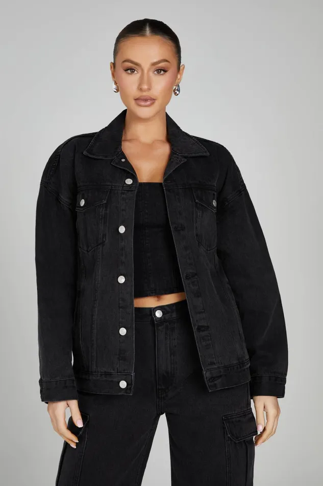 Meshki Denim Sion Oversized Denim Jacket 8211 Washed Black Washedblack 8211 Women