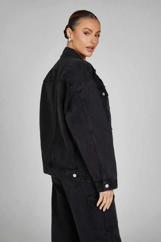 Meshki Denim Sion Oversized Denim Jacket 8211 Washed Black Washedblack 8211 Women