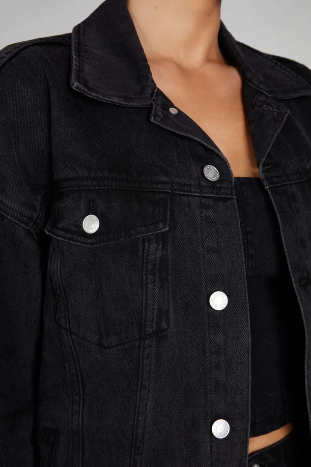 Meshki Denim Sion Oversized Denim Jacket 8211 Washed Black Washedblack 8211 Women
