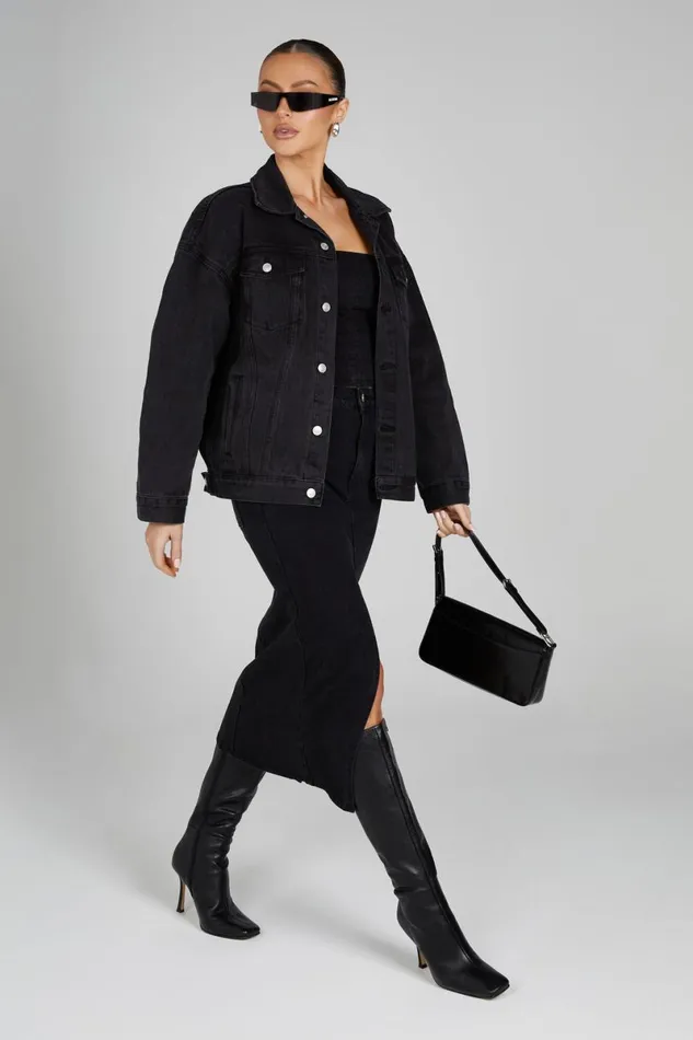 Meshki Denim Sion Oversized Denim Jacket 8211 Washed Black Washedblack 8211 Women