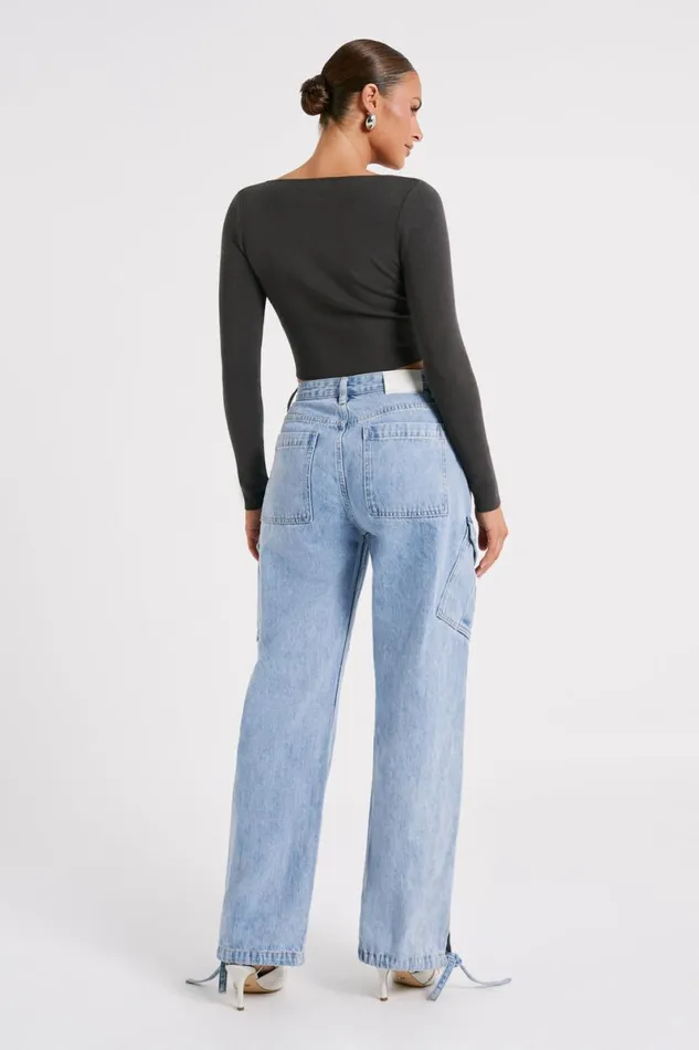 Meshki Denim Thelma Denim Cargo Pants 8211 Mid Blue Midblue 8211 Women