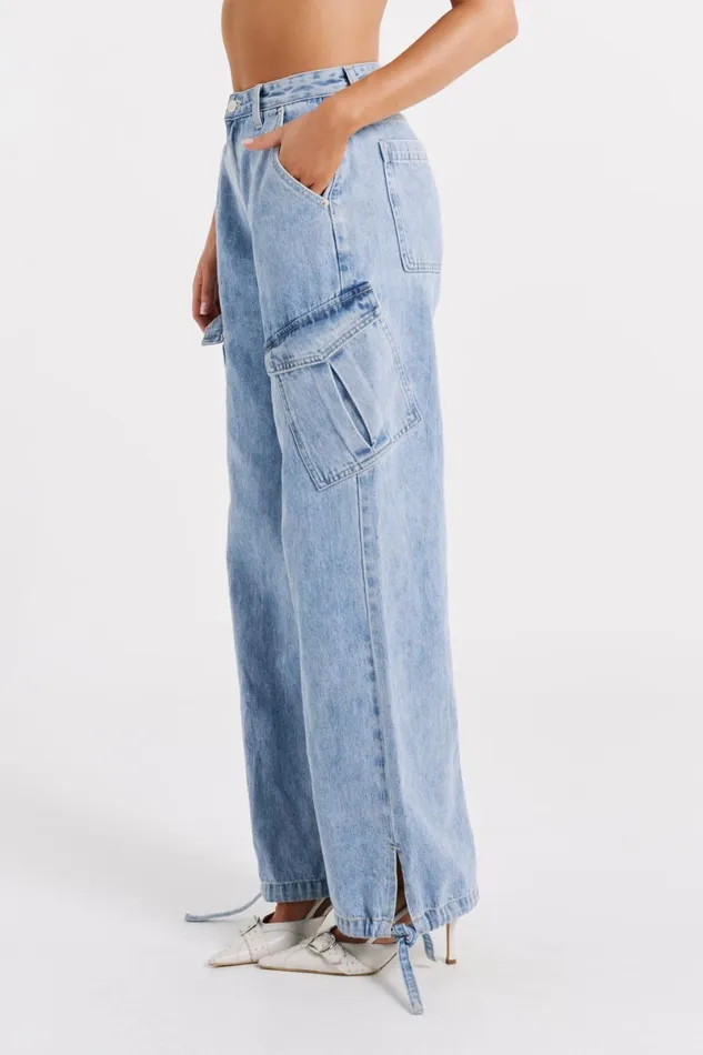 Meshki Denim Thelma Denim Cargo Pants 8211 Mid Blue Midblue 8211 Women