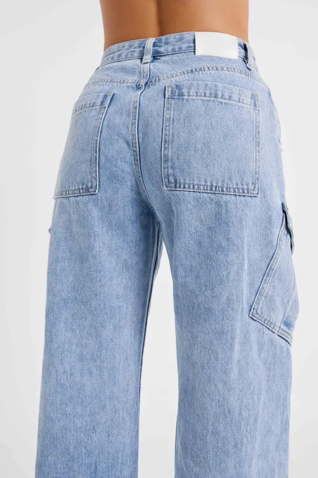Meshki Denim Thelma Denim Cargo Pants 8211 Mid Blue Midblue 8211 Women