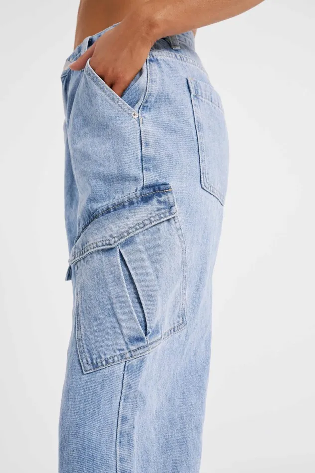 Meshki Denim Thelma Denim Cargo Pants 8211 Mid Blue Midblue 8211 Women