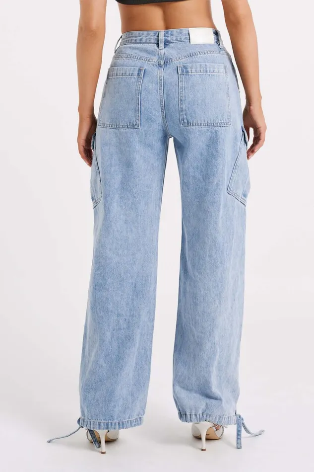 Meshki Denim Thelma Denim Cargo Pants 8211 Mid Blue Midblue 8211 Women