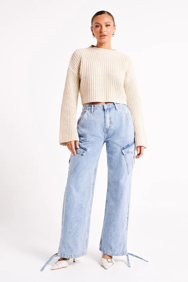 Meshki Denim Thelma Denim Cargo Pants 8211 Mid Blue Midblue 8211 Women