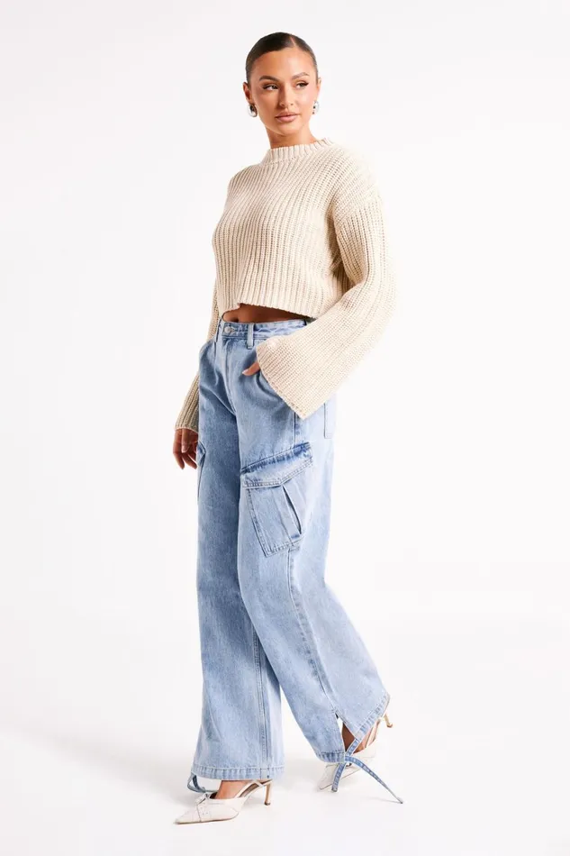 Meshki Denim Thelma Denim Cargo Pants 8211 Mid Blue Midblue 8211 Women