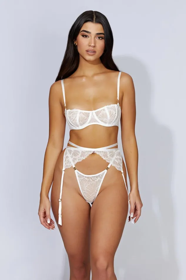 Meshki Intimates Isobel Lace Mesh TString 8211 White White 8211 Women