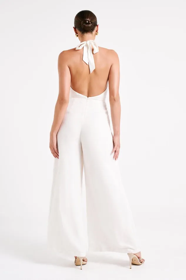 Meshki Jumpsuits and Rompers Blanca Linen Halter Jumpsuit 8211 White White 8211 Women Meshki Jumpsuits and Rompers Blanca Linen Halter Jumpsuit 8211 White White 8211 Women
