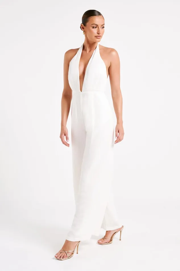 Meshki Jumpsuits and Rompers Blanca Linen Halter Jumpsuit 8211 White White 8211 Women Meshki Jumpsuits and Rompers Blanca Linen Halter Jumpsuit 8211 White White 8211 Women