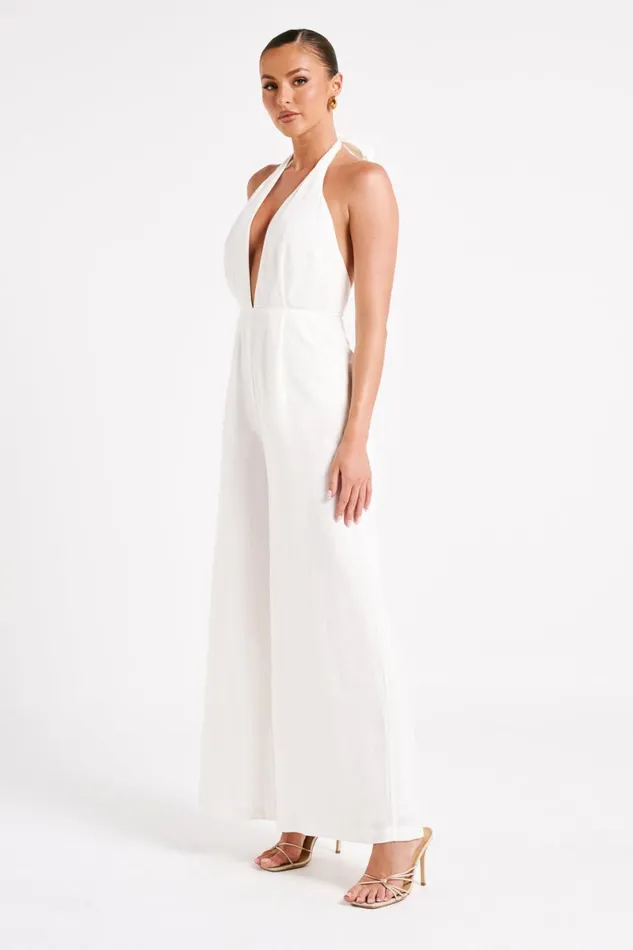 Meshki Jumpsuits and Rompers Blanca Linen Halter Jumpsuit 8211 White White 8211 Women Meshki Jumpsuits and Rompers Blanca Linen Halter Jumpsuit 8211 White White 8211 Women