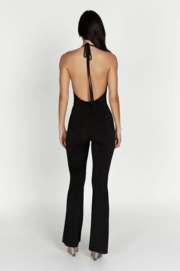 Meshki Jumpsuits and Rompers Dixie Plunge Halter Neck Jumpsuit 8211 Black Black 8211 Women