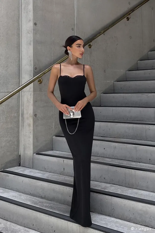 Meshki Maxi Dresses Amorette Lace Trim Maxi Dress 8211 Black Black 8211 Women