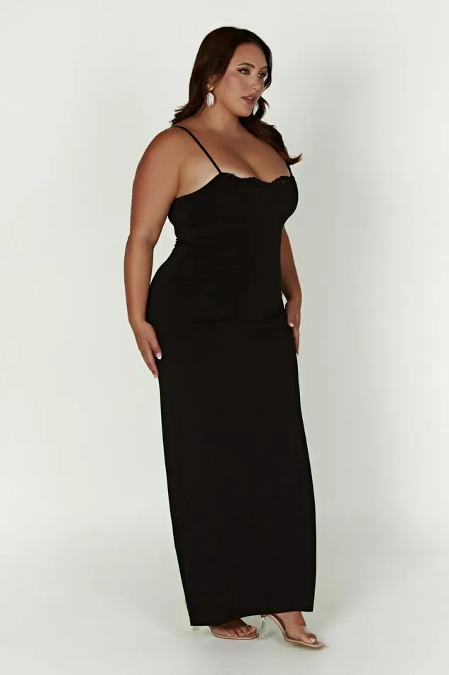 Meshki Maxi Dresses Amorette Lace Trim Maxi Dress 8211 Black Black 8211 Women