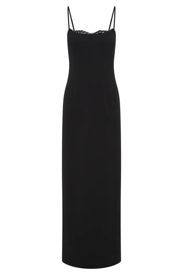 Meshki Maxi Dresses Amorette Lace Trim Maxi Dress 8211 Black Black 8211 Women
