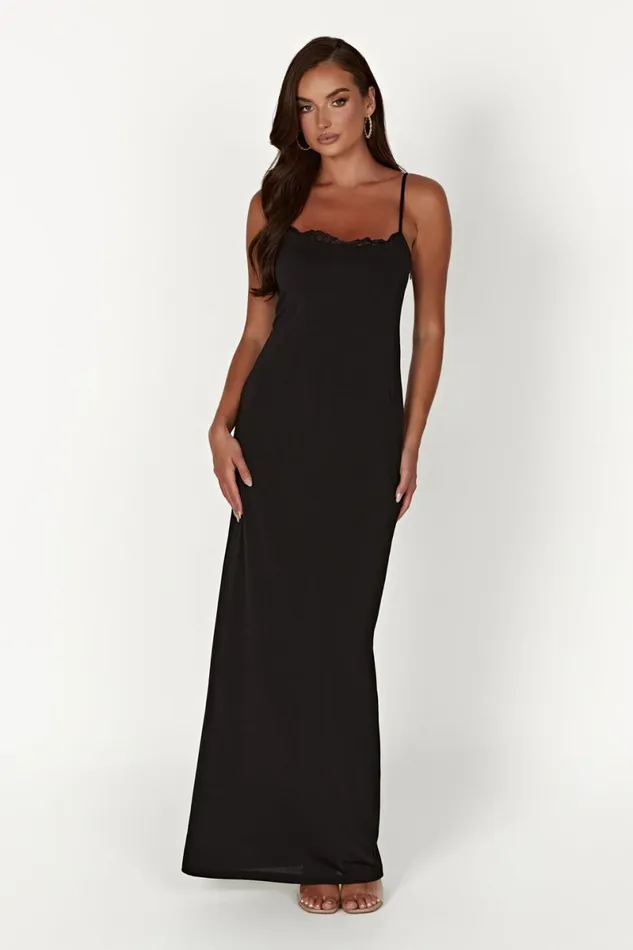 Meshki Maxi Dresses Amorette Lace Trim Maxi Dress 8211 Black Black 8211 Women
