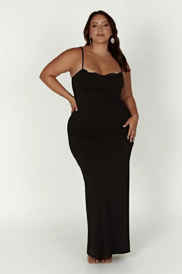 Meshki Maxi Dresses Amorette Lace Trim Maxi Dress 8211 Black Black 8211 Women