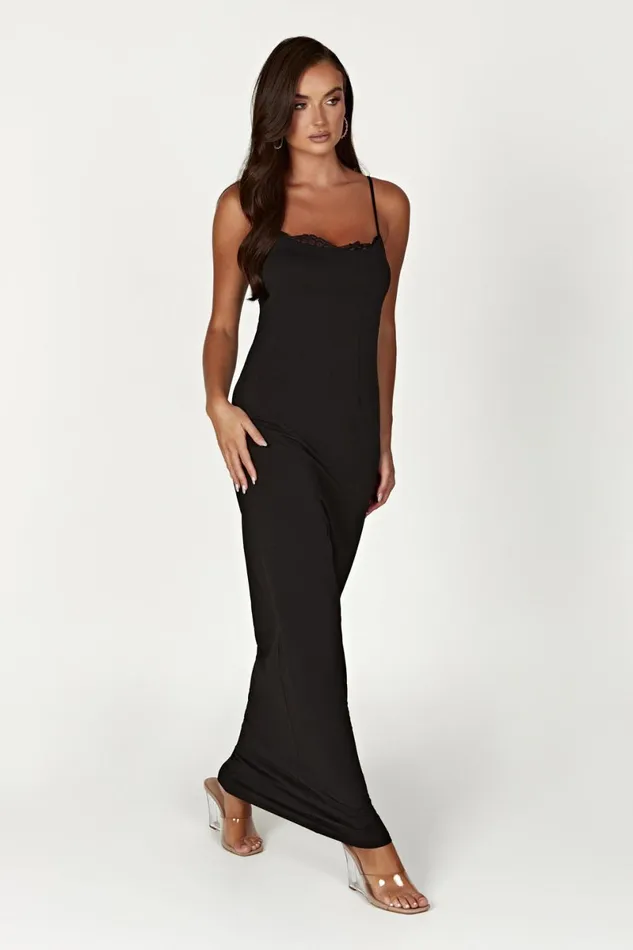 Meshki Maxi Dresses Amorette Lace Trim Maxi Dress 8211 Black Black 8211 Women