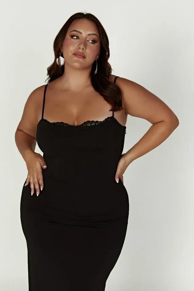 Meshki Maxi Dresses Amorette Lace Trim Maxi Dress 8211 Black Black 8211 Women