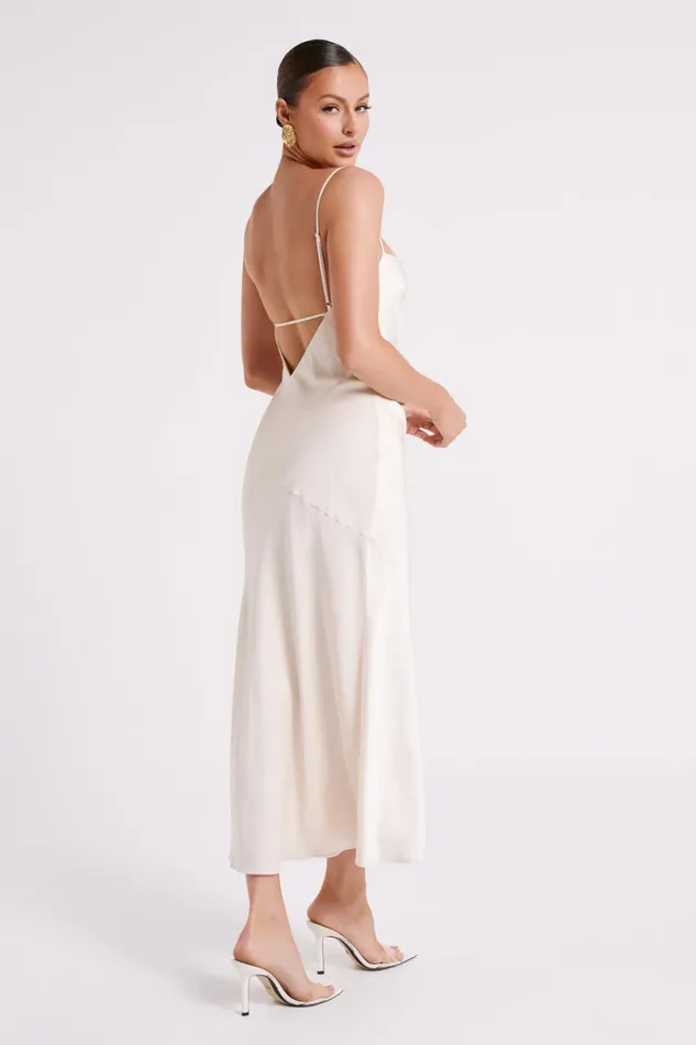 Meshki Maxi Dresses Brynlee Low Back Satin Maxi Dress 8211 Sand Sand 8211 Women