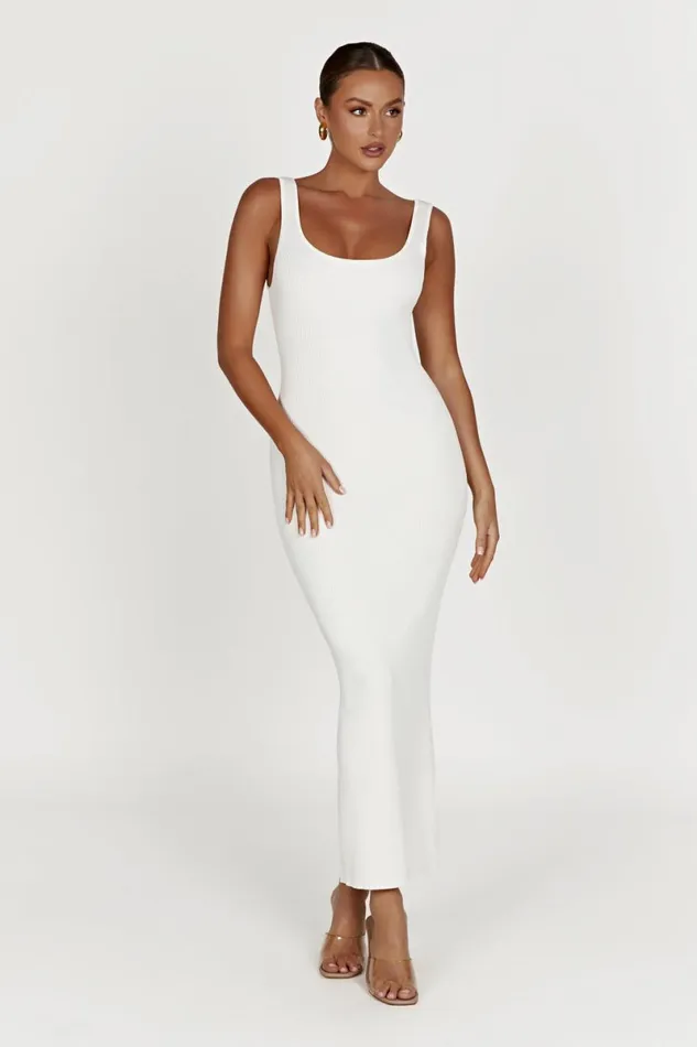 Meshki Maxi Dresses Hadley Backless Knit Maxi Dress 8211 White White 8211 Women