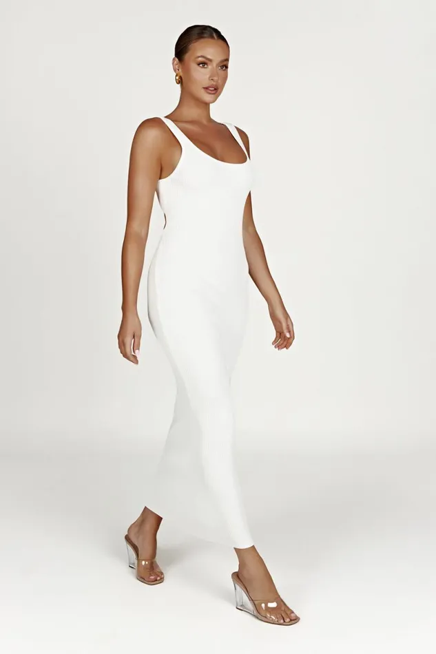Meshki Maxi Dresses Hadley Backless Knit Maxi Dress 8211 White White 8211 Women