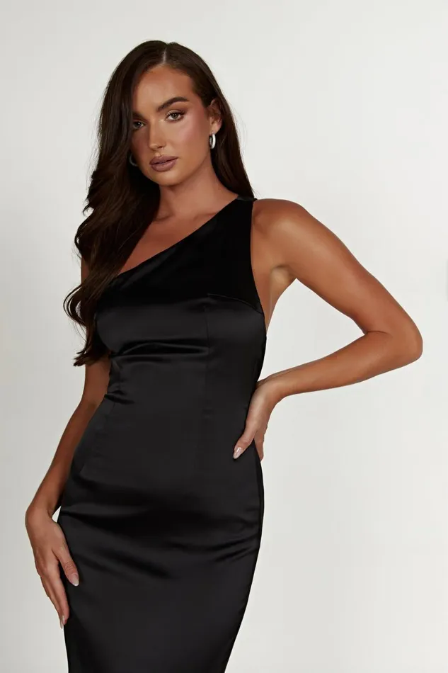 Meshki Maxi Dresses Harper One Shoulder Gown 8211 Black Black 8211 Women
