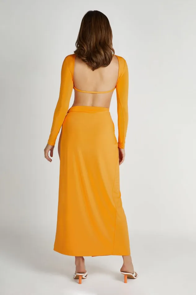 Meshki Maxi Dresses Kiandra Slinky Knot Maxi Dress 8211 Orange Orange 8211 Women
