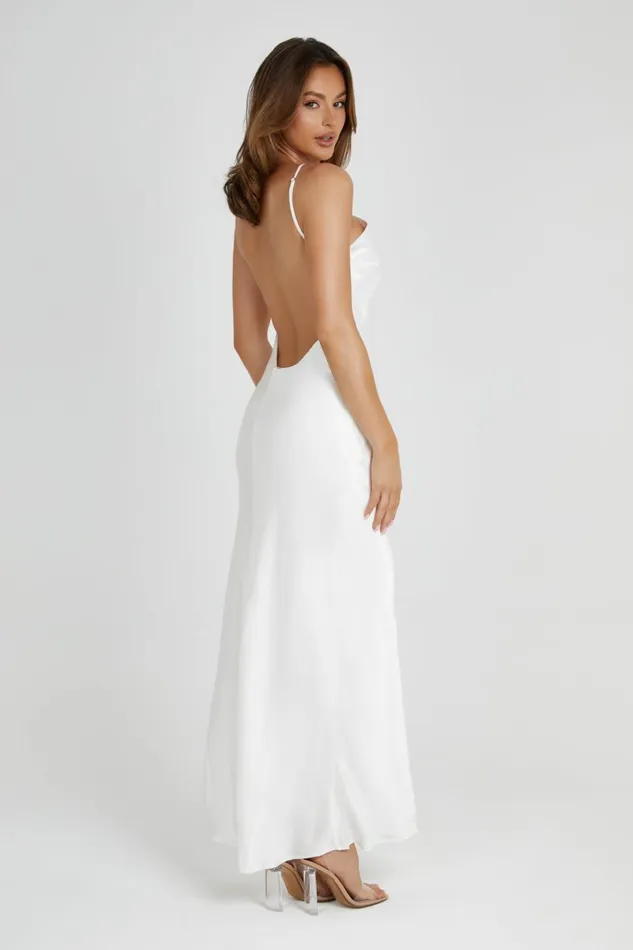 Meshki Maxi Dresses Lucia Satin Cut Out Maxi Dress 8211 White White 8211 Women
