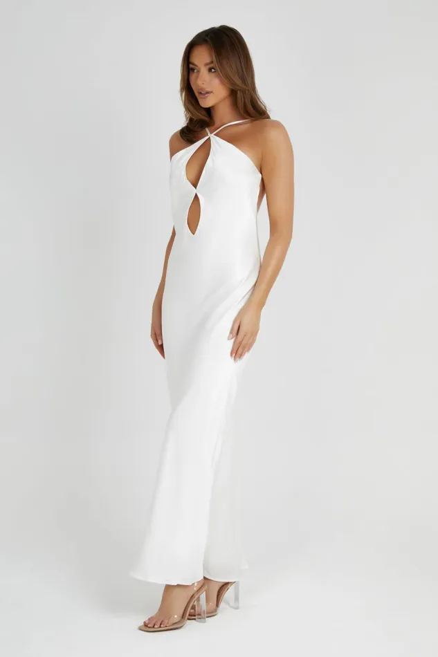 Meshki Maxi Dresses Lucia Satin Cut Out Maxi Dress 8211 White White 8211 Women