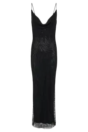 Meshki Maxi Dresses Madelaine Diamante Mesh Cowl Maxi Dress 8211 Black Black 8211 Women