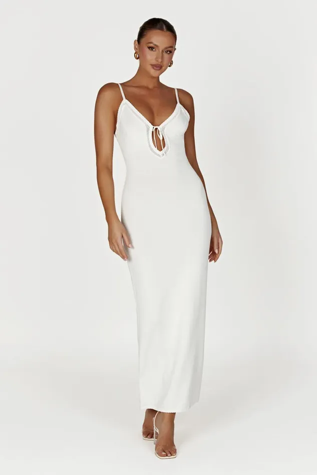 Meshki Maxi Dresses Maia Pointelle Knit Maxi Dress 8211 White White 8211 Women