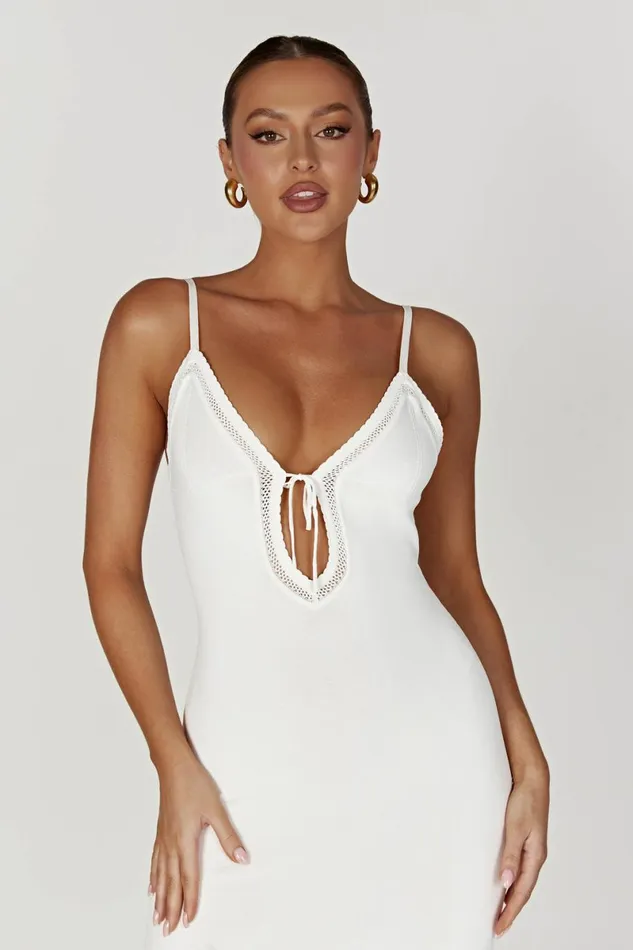 Meshki Maxi Dresses Maia Pointelle Knit Maxi Dress 8211 White White 8211 Women