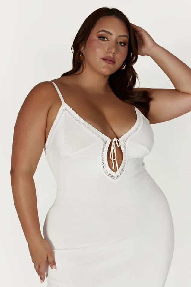 Meshki Maxi Dresses Maia Pointelle Knit Maxi Dress 8211 White White 8211 Women