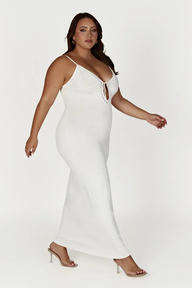Meshki Maxi Dresses Maia Pointelle Knit Maxi Dress 8211 White White 8211 Women