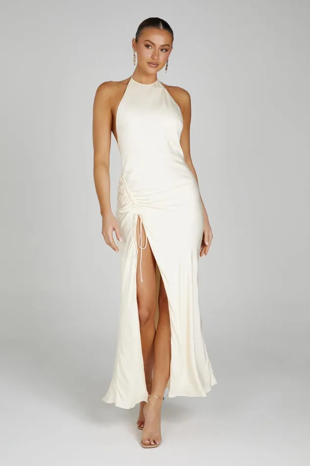 Meshki Maxi Dresses Polly Halter Maxi Dress 8211 Bone Bone 8211 Women