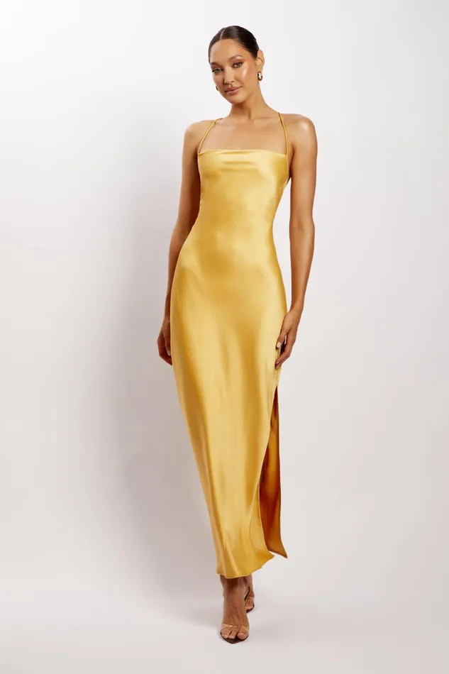 Meshki Maxi Dresses Sydney Straight Neck Slip Maxi Dress 8211 Yellow Yellow 8211 Women