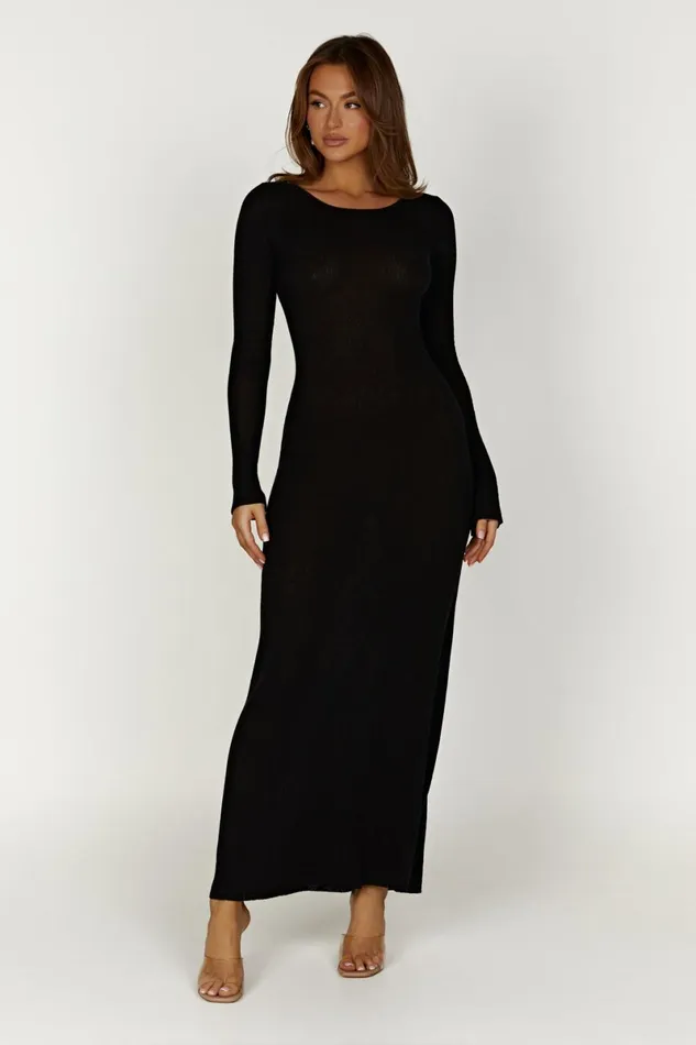 Meshki Maxi Dresses Talia Maxi Open Back Knit Dress 8211 Black Black 8211 Women
